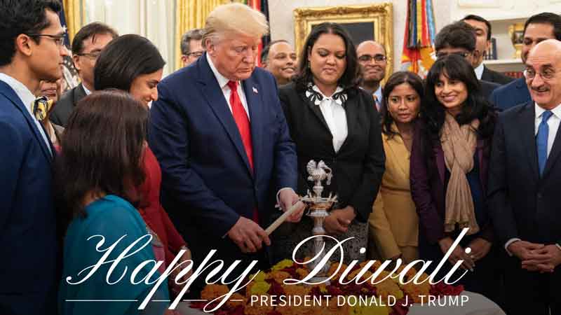 Trump said Diwali Diyas shone our country as a religiously free country which Biden also wished