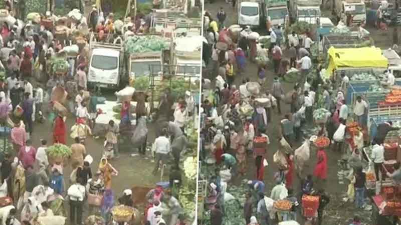 Crowd in markets before lockdown in Nagpur, violation of social distancing rules