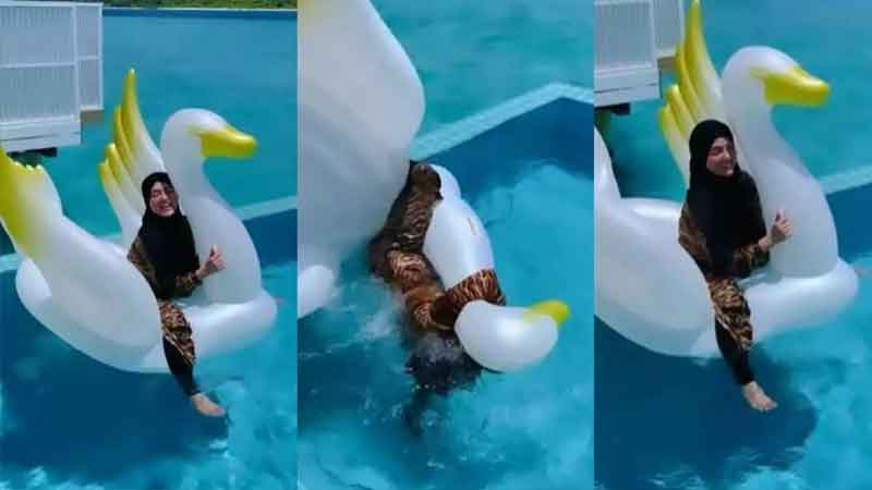 Ex Bigg Boss contestant lost balance in swimming pool, fell in water, watch video
