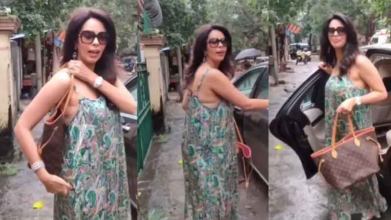 video viral: Mallika wore such a loose dress, was seen hiding from her purse