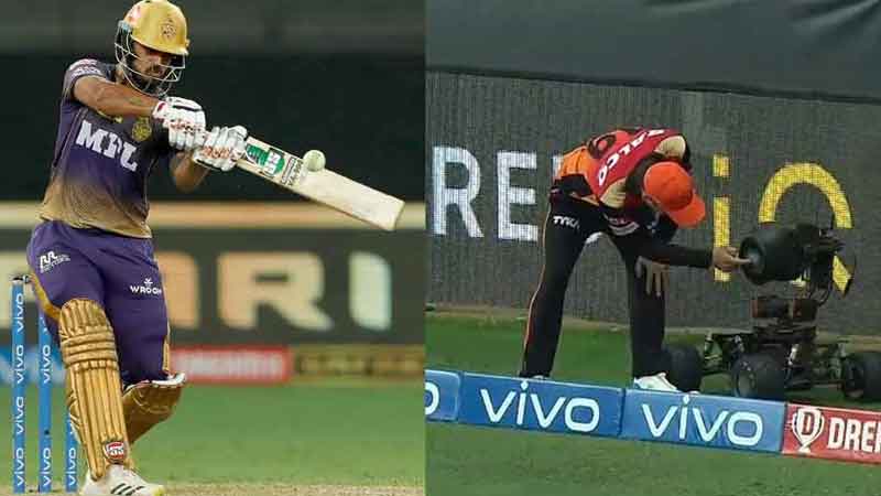 IPL: Nitish Rana's fierce form was seen in Dubai, damage was done to the camera