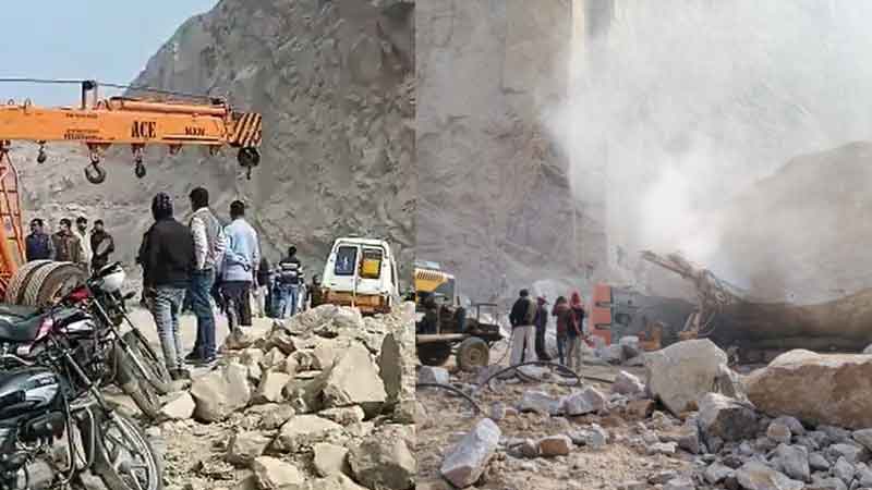 A major accident in Dadam mining area of ​​Bhiwani, Haryana, 10 vehicles were buried, 2 killed, 10-20 people feared trapped due to mountain cracking during mining