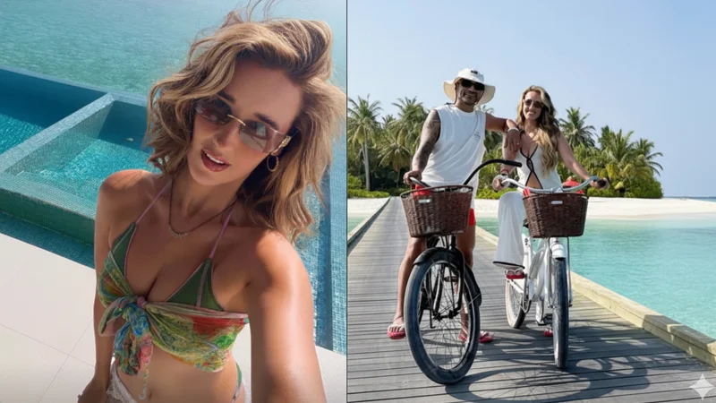 Shikhar Dhawan's new bride appeared in a bikini, shared glamorous pictures from her honeymoon, and enjoyed a floating breakfast.